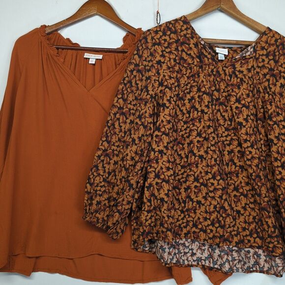 Tops - Knox Rose A New Day Blouse XXL Lot Of 2 Tops Burnt Orange
